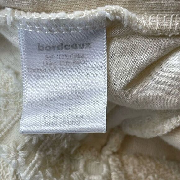 Bordeaux Sweater Dress Lace Cream Linen Quarter Sleeve Mini Fit Flare Size XS - Picture 7 of 7